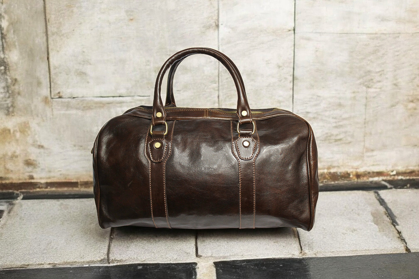 TESORO - Torba Podróżna weekendowa skórzana do ręki i na pasek made in italy